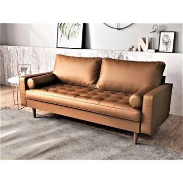 Container Furniture Direct Womble Mid Century Modern Couch - Retro Design Loveseat with Bolster Pill...