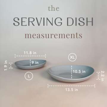 Mora Ceramic Large Serving Bowls- Set of 2 Oval Platters for Entertaining. Modern Kitchen Dishes for...