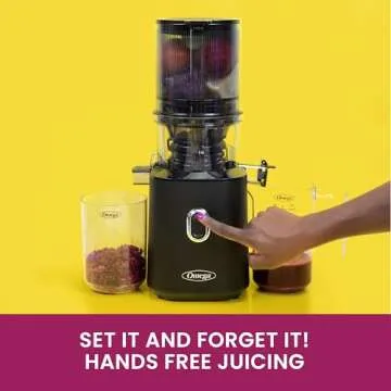 Omega Cold Press Juicer Slow Masticating for Vegetable and Fruit Juice Time Saving Series for Batch Juicing with Extra Large Hopper for Less Prep, 150-Watts, Black