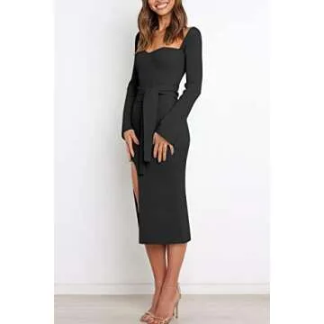LILLUSORY Square Neck Long Sleeve Sweater Dress 2024
