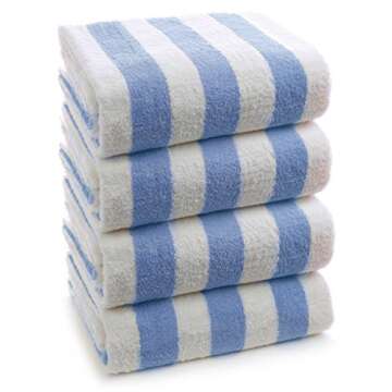 Large Turkish Beach Towel Set - Vibrant Cabana Stripes, Eco-Friendly 100% Cotton