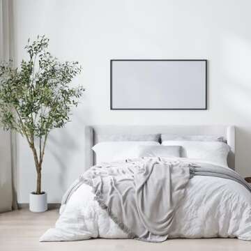 Jocoevol Artificial Olive Tree 7FT, Indoor Fake Silk Plant with Realistic Trunk, Leaves, Fruits and White Planter, Faux Potted Tree for Home Decor and Housewarming Gift, 1 Pack