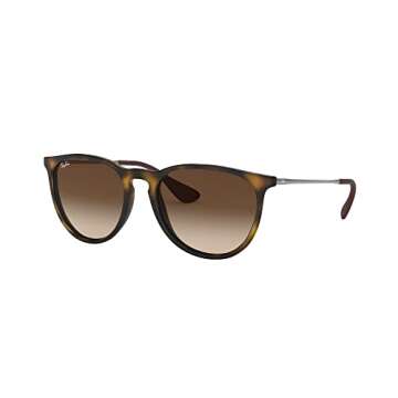 Ray-Ban RB4171 Erika Round Sunglasses, Rubber Havana/Brown Gradient Dark Brown, 54 mm