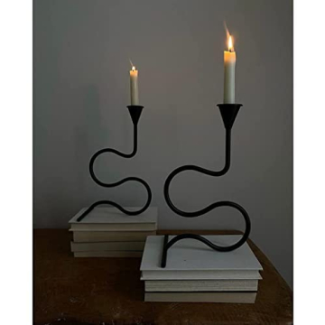 Iron Hand Forged Candle Stick Candle Holder for Tapered Candles Decorative Candles Stand Long Holder...