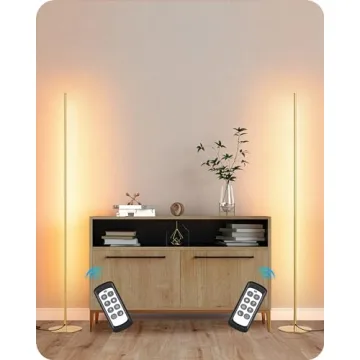 EDISHINE LED Corner Floor Lamp, Set of 2 Minimalist Dimmable Light with Remote, 57.5" Tall Standing ...