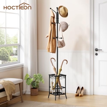 Hoctieon Freestanding Coat Rack with 12 Hooks
