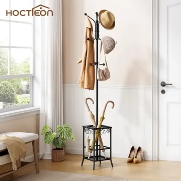 Hoctieon Freestanding Coat Rack with 12 Hooks
