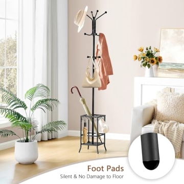 Hoctieon Freestanding Coat Rack with 12 Hooks