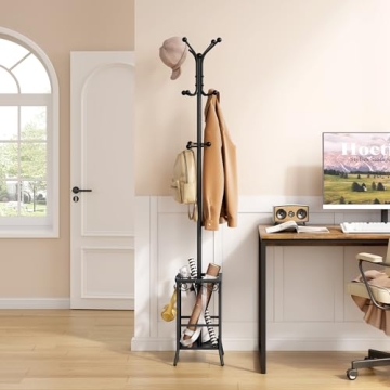 Hoctieon Freestanding Coat Rack with 12 Hooks
