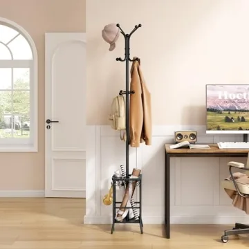 Hoctieon Freestanding Coat Rack with 12 Hooks