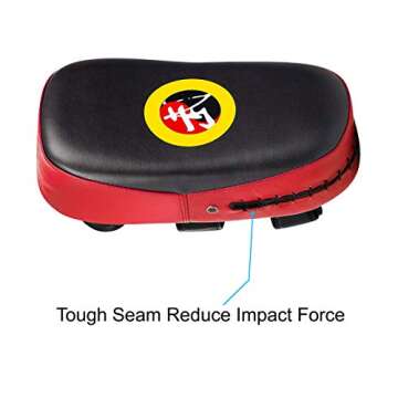 TLBTEK Taekwondo Kick Pad PU Muay Thai Pads MMA Karate Kick Pads Kickboxing Training Pads Martial Arts Punching Pads Leather Strike Curved Kicking Shield (7.5x14inch（Red）)
