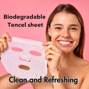 RESPEKT Facial Sheet Mask for Pore Tightening, Collagen Boost, Dark Spots, Moisturizing, Wrinkles: Collagen, Peptide, Hyaluronic Acid, Diamond Powder, Niacinamide, Biodegradable Sheet
