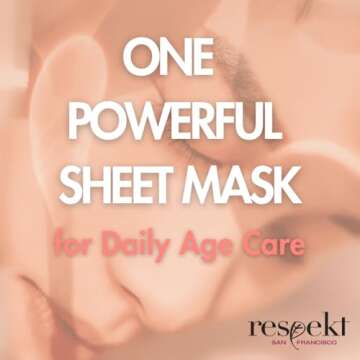 RESPEKT Facial Sheet Mask for Pore Tightening, Collagen Boost, Dark Spots, Moisturizing, Wrinkles: Collagen, Peptide, Hyaluronic Acid, Diamond Powder, Niacinamide, Biodegradable Sheet