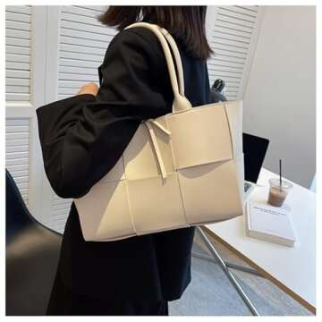 Stylish HOKMAH Large PU Leather Tote Bag for Women