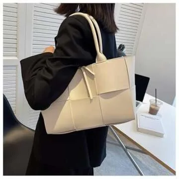 Stylish HOKMAH Large PU Leather Tote Bag for Women