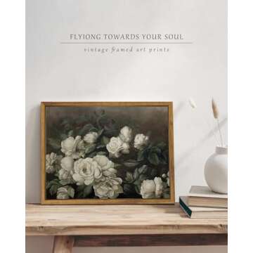 SHENIFY Vintage Landscape Framed Canvas Wall Art Rose Flower Classic Wall Prints Modern Kitchen Bath...