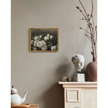 SHENIFY Vintage Landscape Framed Canvas Wall Art Rose Flower Classic Wall Prints Modern Kitchen Bathroom Office Decor - 8x10in Natural Framed