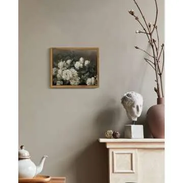 SHENIFY Vintage Landscape Framed Canvas Wall Art Rose Flower Classic Wall Prints Modern Kitchen Bathroom Office Decor - 8x10in Natural Framed