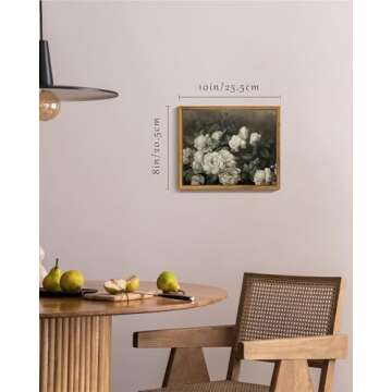 SHENIFY Vintage Landscape Framed Canvas Wall Art Rose Flower Classic Wall Prints Modern Kitchen Bathroom Office Decor - 8x10in Natural Framed