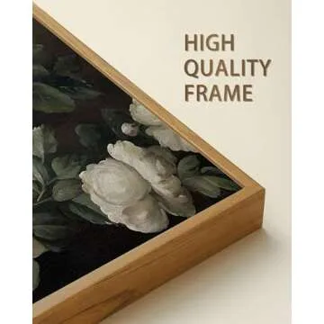 SHENIFY Vintage Landscape Framed Canvas Wall Art Rose Flower Classic Wall Prints Modern Kitchen Bathroom Office Decor - 8x10in Natural Framed