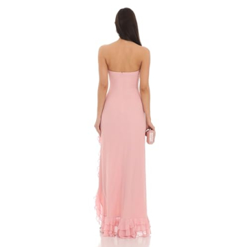 Stunning Strapless Pink Ruffle Maxi Dress for All Occasions