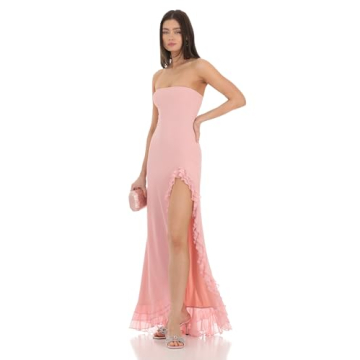 Stunning Strapless Pink Ruffle Maxi Dress for All Occasions