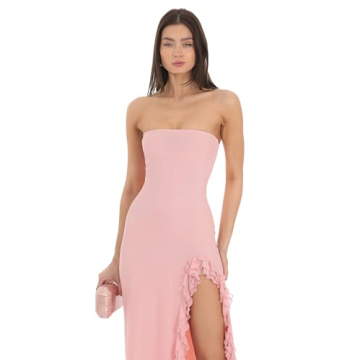 Stunning Strapless Pink Ruffle Maxi Dress for All Occasions
