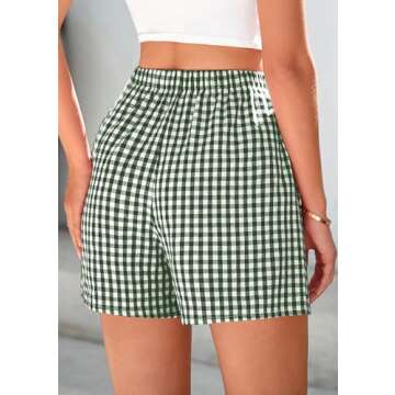 PRETTYGARDEN Womens Shorts Boxers 2025 Summer Gingham Pajama Lounge Sleep Y2K Plaid Pj Shorts Beach ...