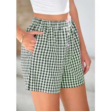 PRETTYGARDEN Women's Summer Gingham Pajama Shorts