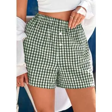 PRETTYGARDEN Women's Summer Gingham Pajama Shorts