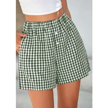 PRETTYGARDEN Women's Summer Gingham Pajama Shorts