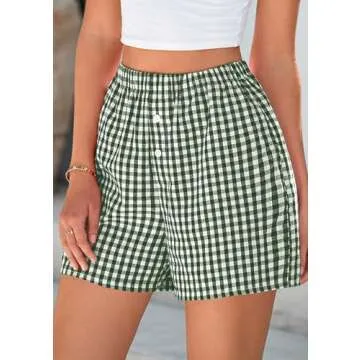 PRETTYGARDEN Women's Summer Gingham Pajama Shorts