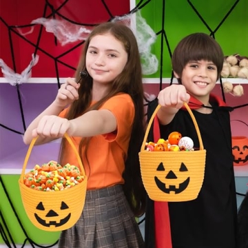 Kids Halloween Pumpkin Basket - Durable Trick or Treat Companion