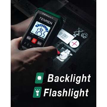 TM-510 Digital Multimeter, 4000 Counts, Smart Measurement, Auto-Ranging Voltmeter; Voltage Tester with Non-Contact Voltage Function, Measures AC/DC Voltage, Resistance, Continuity – Green