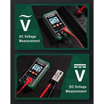 TM-510 Digital Multimeter, 4000 Counts, Smart Measurement, Auto-Ranging Voltmeter; Voltage Tester with Non-Contact Voltage Function, Measures AC/DC Voltage, Resistance, Continuity – Green