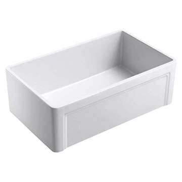 Empire Industries OL30G Olde London Reversible Farmhouse Fireclay Kitchen Sink with Grid and Straine...