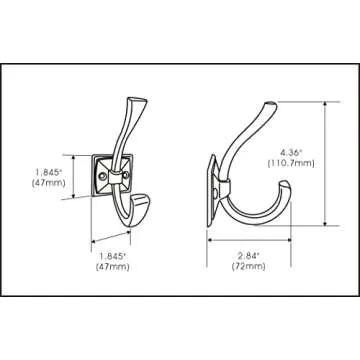 QCAA Coat and Hat Hook, Zinc Die Cast, Oil Rubbed Bronze, 5 Pack, Made in Taiwan