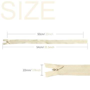 Renashed 45pcs Nylon Invisible Zippers in Beige for Crafting