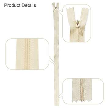 Renashed 45pcs Nylon Invisible Zippers in Beige for Crafting