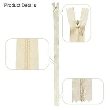 Renashed 45pcs Nylon Invisible Zippers in Beige for Crafting