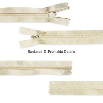 Renashed 45pcs Nylon Invisible Zippers in Beige for Crafting