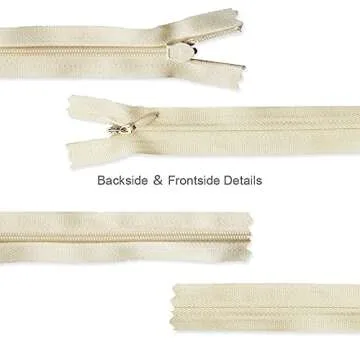 Renashed 45pcs Nylon Invisible Zippers in Beige for Crafting