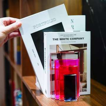 6Lbs Heavy Crystal Bookends Square Geometric Crystal Bookends Decorative Bookends for Shelves Stylish Book Stoppers for Heavy-Duty Use Non Skid Sturdy(1 Pair,Colorful)