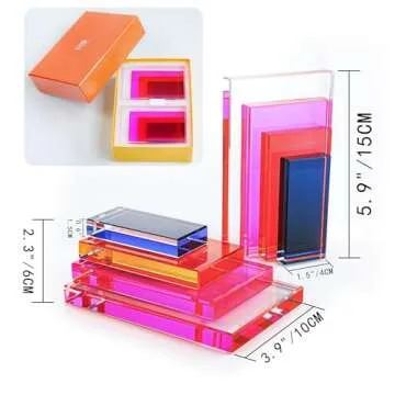 6Lbs Heavy Crystal Bookends Square Geometric Crystal Bookends Decorative Bookends for Shelves Stylish Book Stoppers for Heavy-Duty Use Non Skid Sturdy(1 Pair,Colorful)