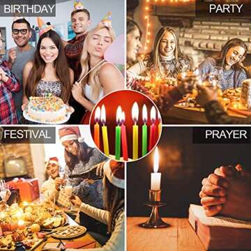 Onebird 100 pcs Unscented Assorted Colors Mini Taper Candle | 4" Tall x 1/2" Diameter | Great for Casting Chimes, Rituals, Spell, Wax Play & More