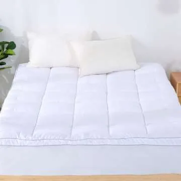 EVOLIVE Microfiber Mattress Topper Mattress Pad Pillow Cover Quilted Fitted Mattress Protector 8-18" Deep Pocket Cooling Mattress Topper (King 80"x78"x2" Inches, White)