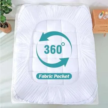 EVOLIVE Microfiber Mattress Topper Mattress Pad Pillow Cover Quilted Fitted Mattress Protector 8-18" Deep Pocket Cooling Mattress Topper (King 80"x78"x2" Inches, White)
