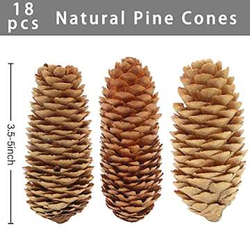 JOHOUSE 3.5-5Inch Natural Pine Cones, Big Pinecones, Christmas Natural Pinecone Ornaments Big Spruce...