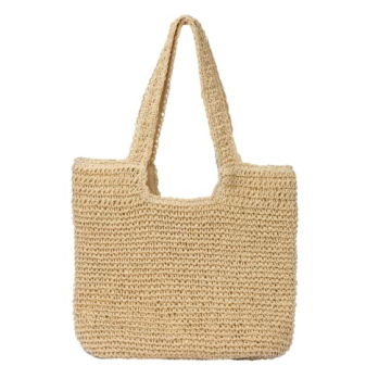 GOLDTIMO Beach Bags for Women - Summer Soft Large Woven Shoulder Purse Handbag, Beach Tote Straw Bag...