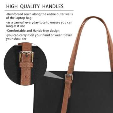 Laptop Bag for Women Waterproof Lightweight Leather 15.6 Inch Computer Tote Bag Business Office Briefcase Large Capacity Handbag Shoulder Bag Professional Office Work Bag